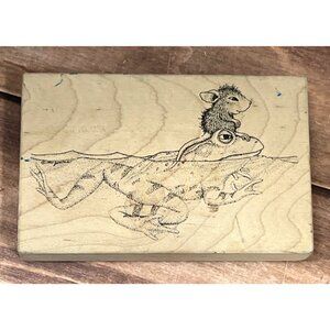 1997 HOUSE MOUSE # 45 FROG FLOATING RIDE WOOD / RUBBER STAMP BY STAMPA ROSA